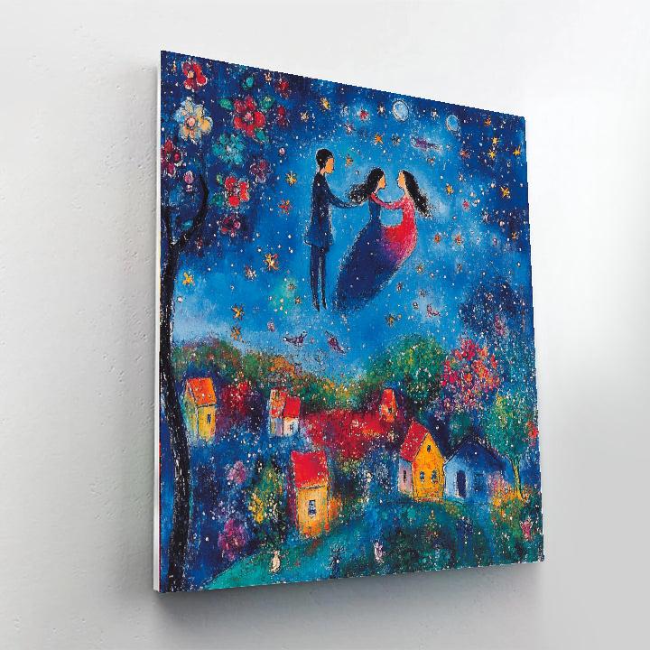 Marc Chagall Inspired Starlit Lovers paint by color