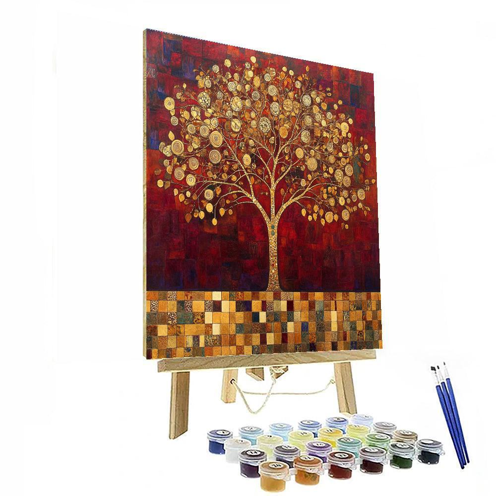 Gustav Klimt Inspired Winter Tree Patterns Paint by numbers kits