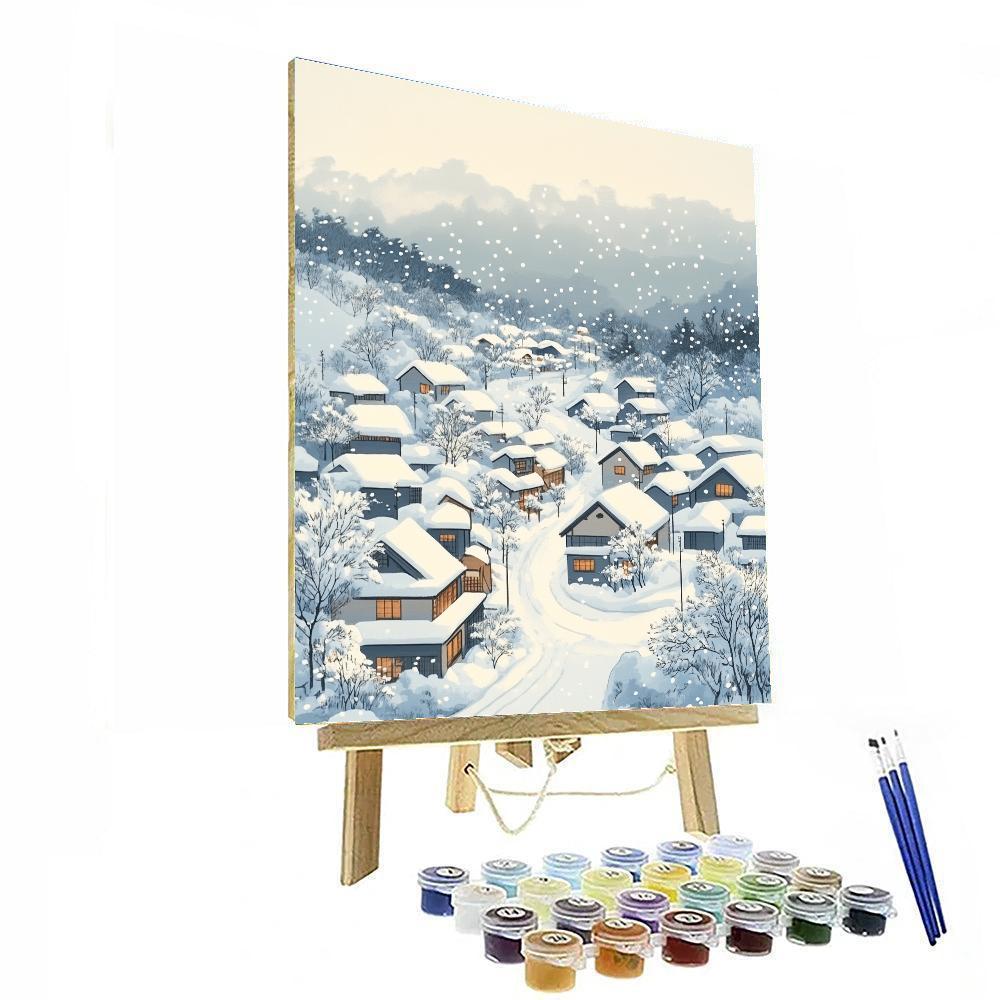 Hokusai Inspired Snowy Village painting number kit