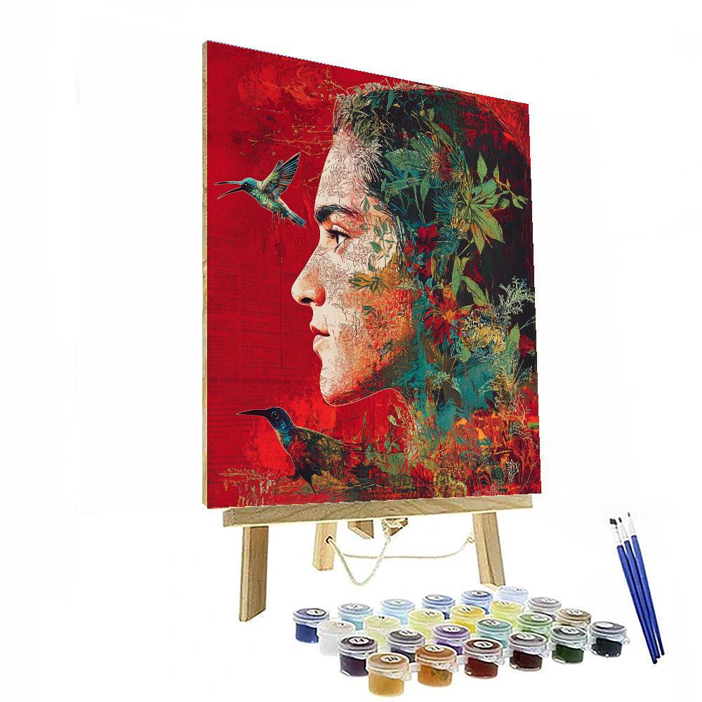 Frida Kahlo Inspired Self Portrait With Animal Spirits Paint by numbers art