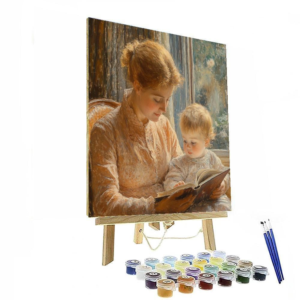 Mary Cassatt Inspired Reading Mother paint by numbers