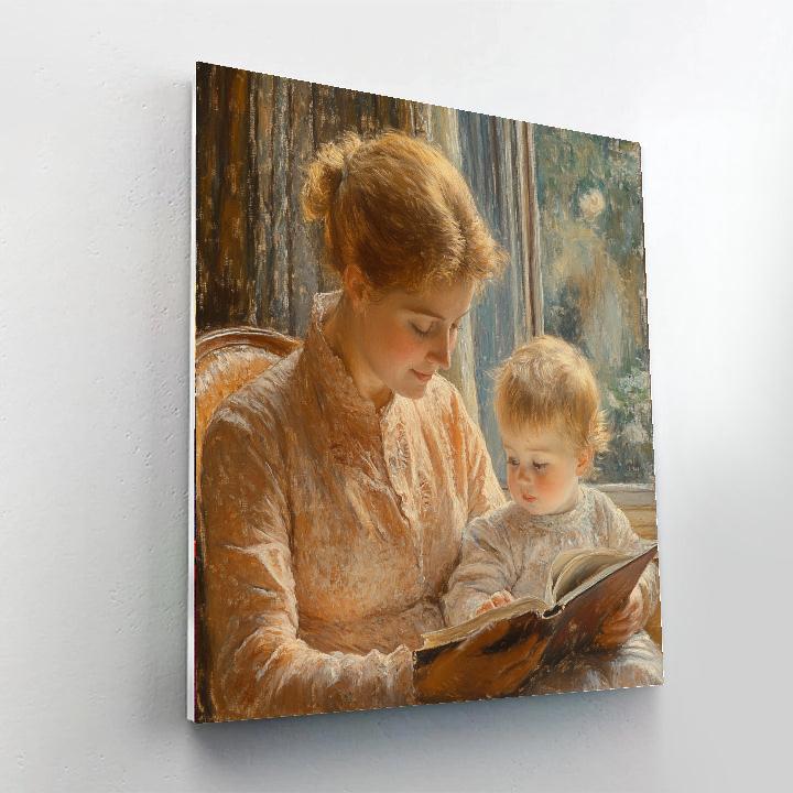 Mary Cassatt Inspired Reading Mother paint by numbers