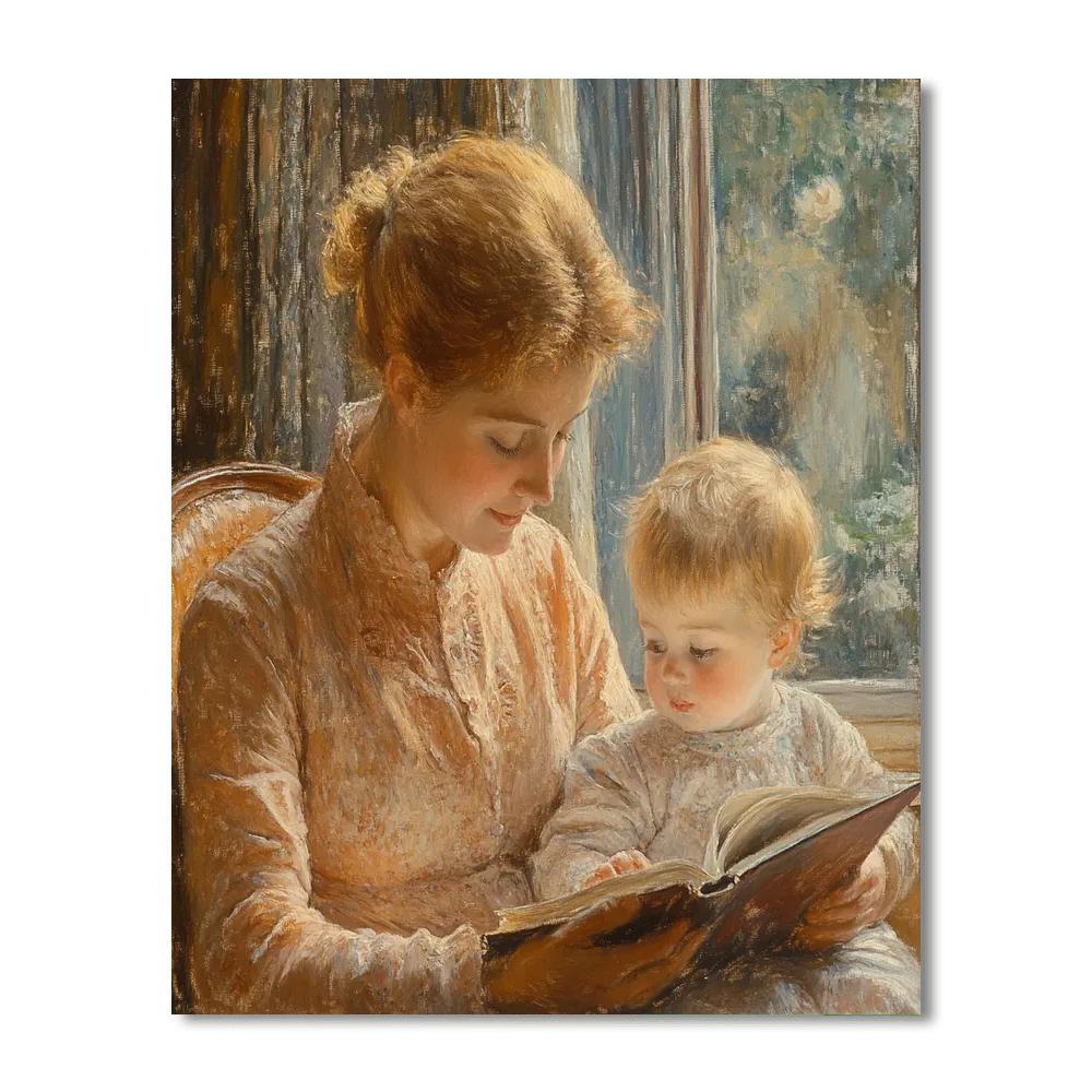 Mary Cassatt Inspired Reading Mother paint by numbers