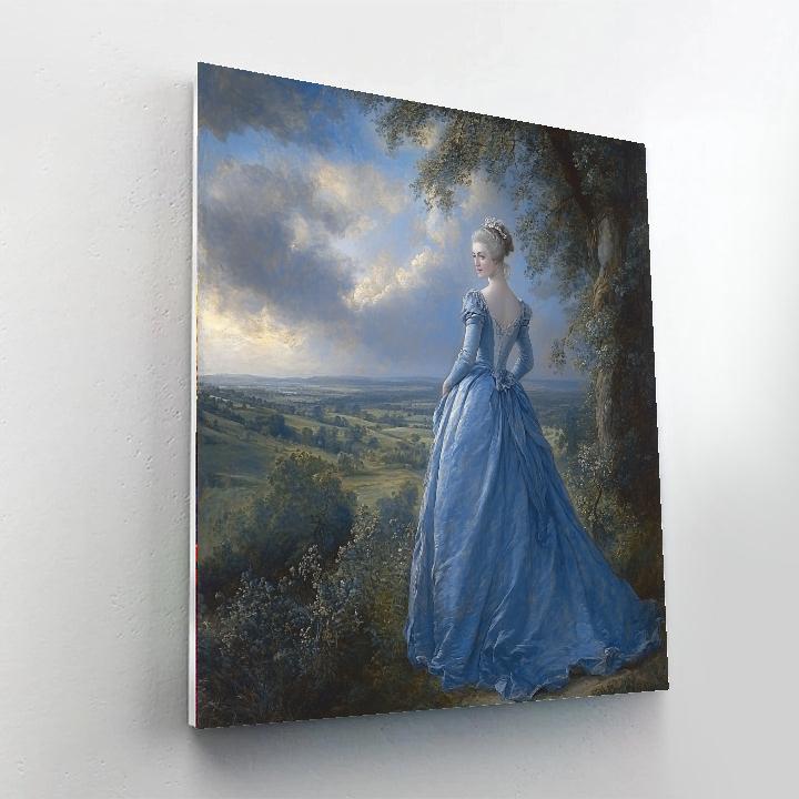 Thomas Gainsborough Inspired Portrait In Blue Dress paint by numbers