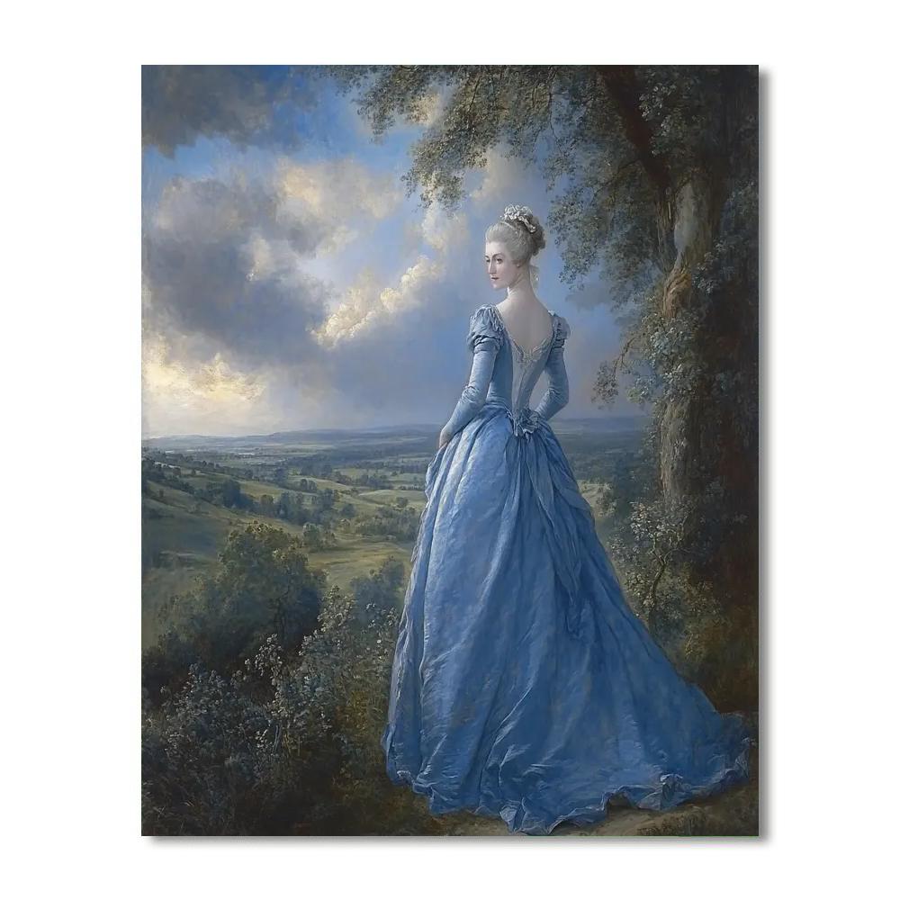 Thomas Gainsborough Inspired Portrait In Blue Dress paint by numbers