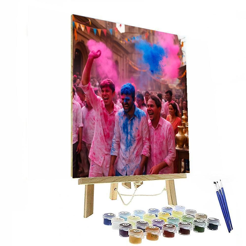 Holi In Mathura Street Festival painting number kit