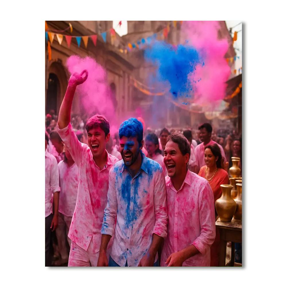 Holi In Mathura Street Festival painting number kit