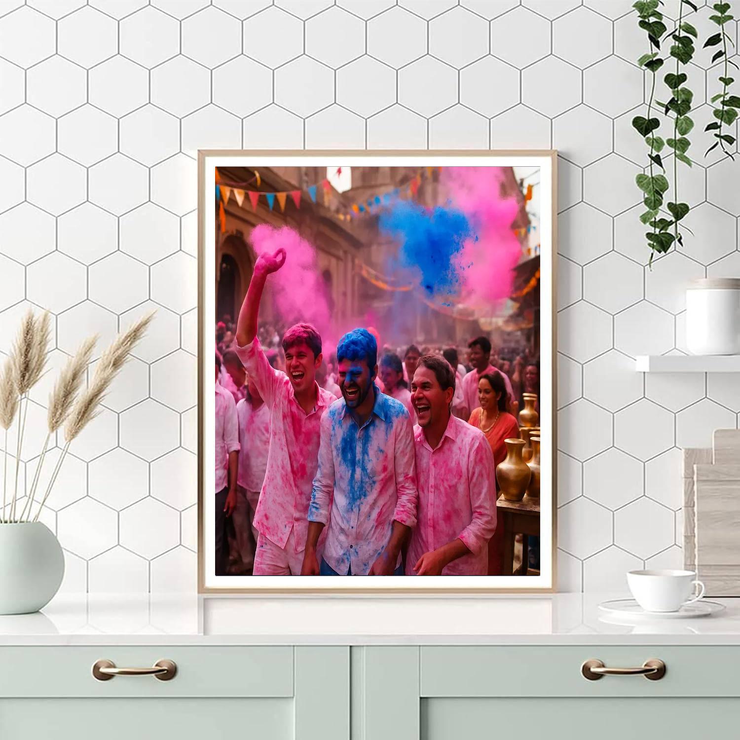 Holi In Mathura Street Festival painting number kit