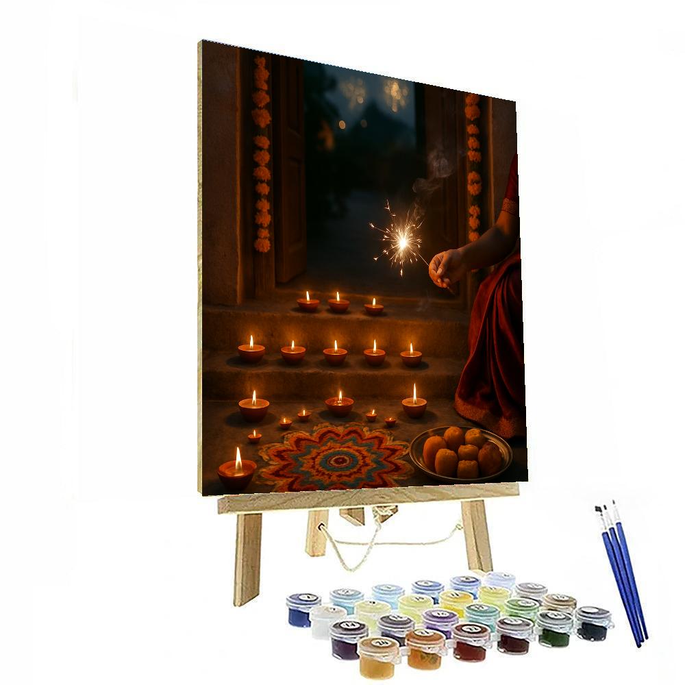 Diwali Doorstep Diyas Number painting