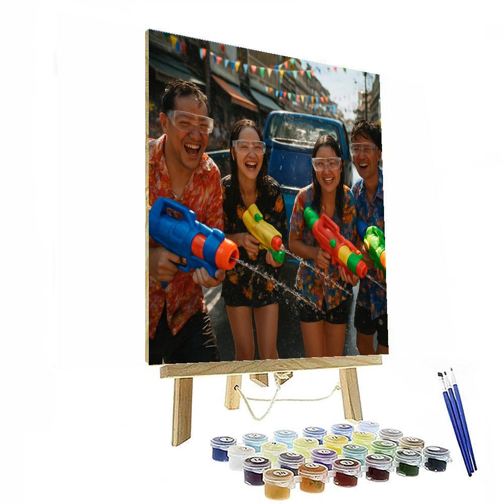 Songkran Water Street Celebration DIY paint by numbers