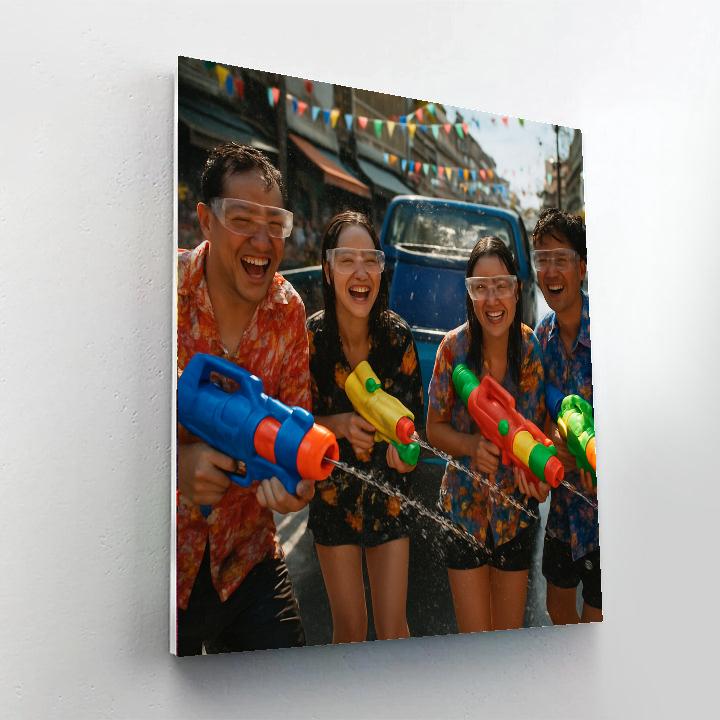 Songkran Water Street Celebration DIY paint by numbers