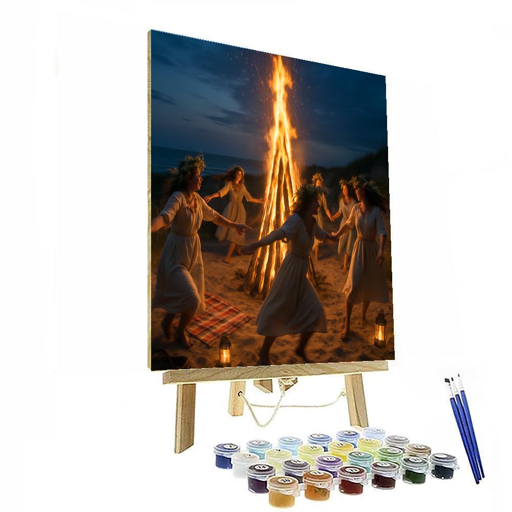 Midsummer Bonfire Celebration painting number kit