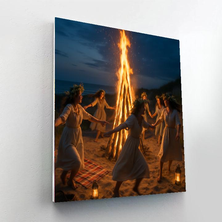 Midsummer Bonfire Celebration painting number kit