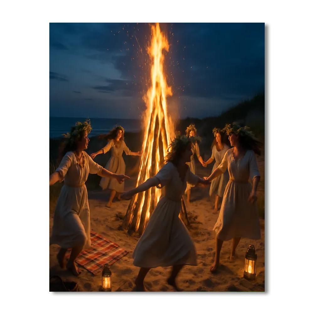Midsummer Bonfire Celebration painting number kit