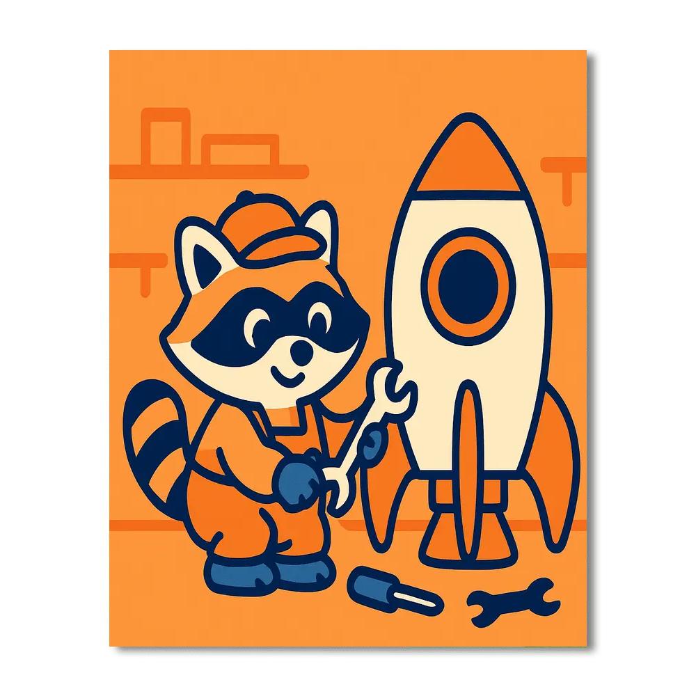 Rocket Repair Raccoon paint by numbers