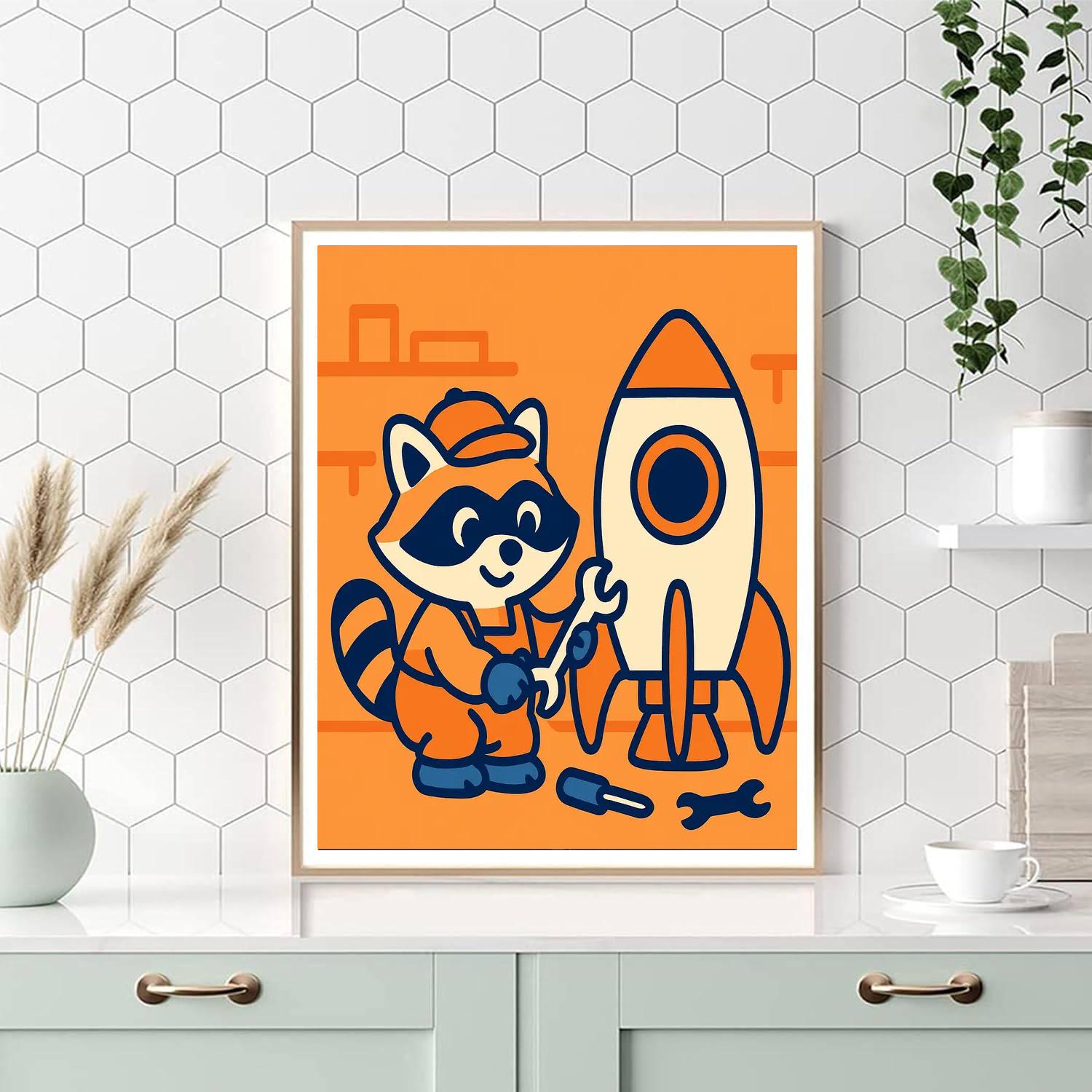 Rocket Repair Raccoon paint by numbers