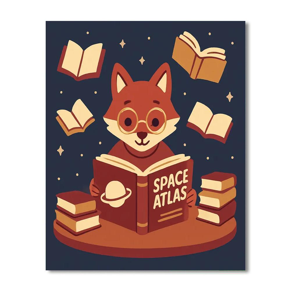 Cosmic Library Fox paint by number