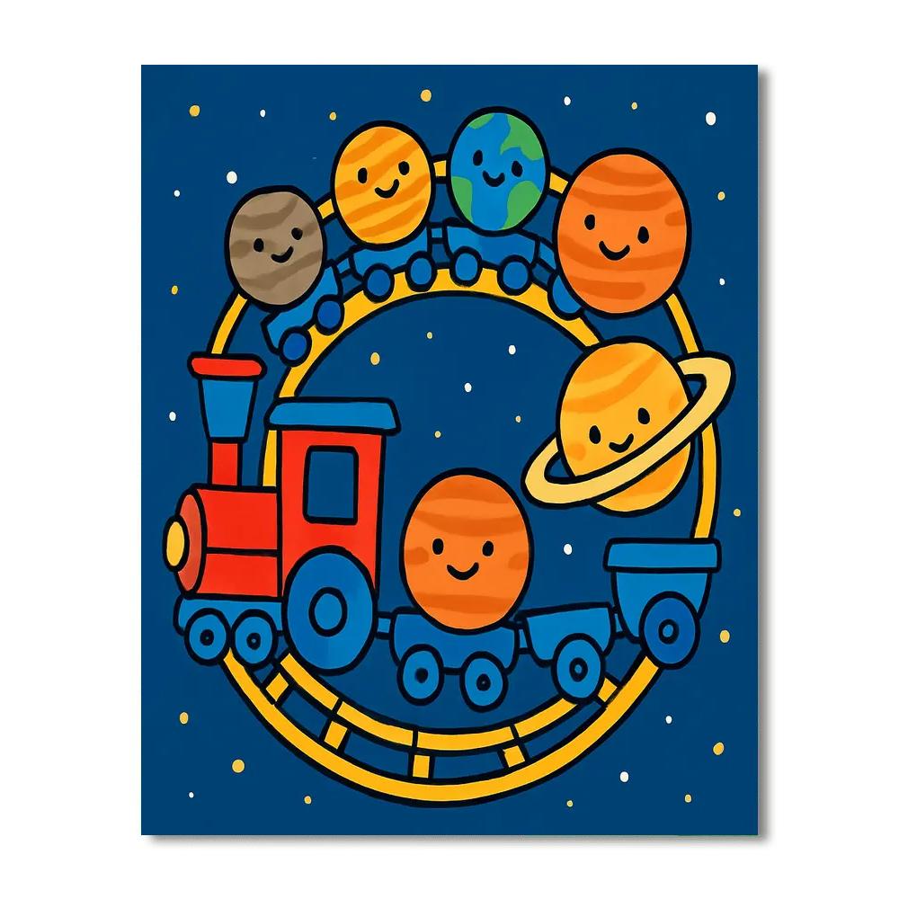 Solar System Train Paint by numbers kits