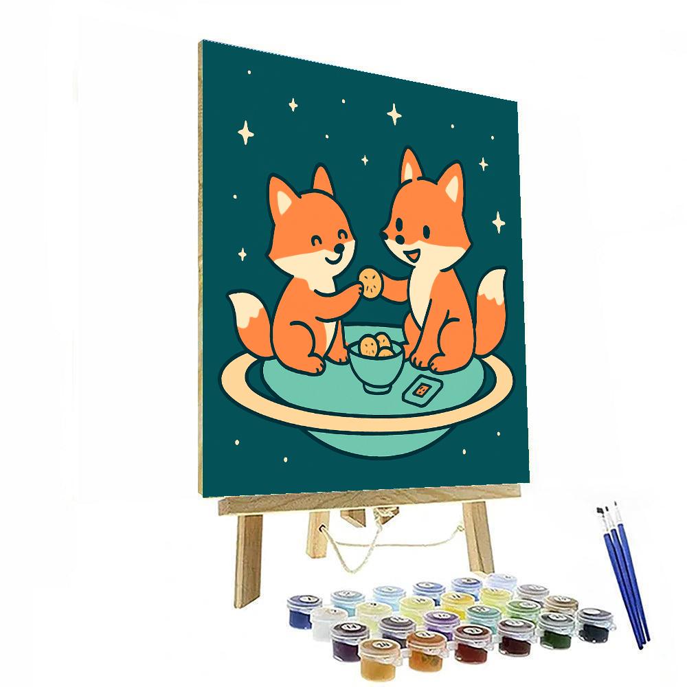 Interstellar Picnic Foxes painting number kit