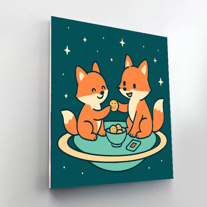 Interstellar Picnic Foxes painting number kit