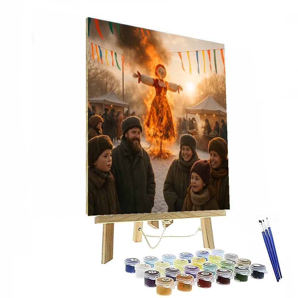 Maslenitsa Pancake Festival Blaze Paint by numbers art