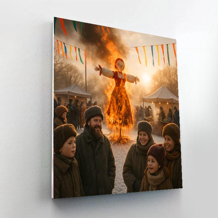 Maslenitsa Pancake Festival Blaze Paint by numbers art