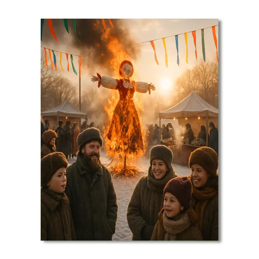 Maslenitsa Pancake Festival Blaze Paint by numbers art