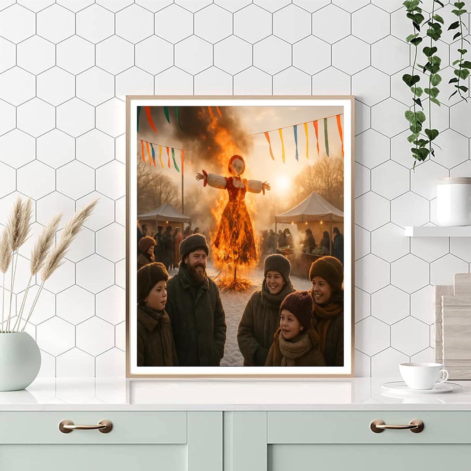 Maslenitsa Pancake Festival Blaze Paint by numbers art