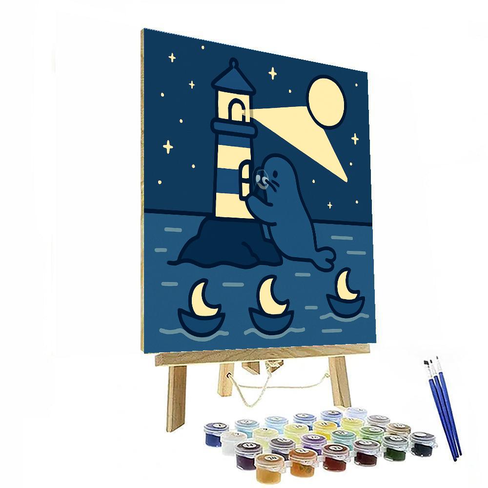 Lunar Lighthouse Seal Paint by numbers art