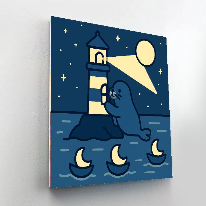 Lunar Lighthouse Seal Paint by numbers art