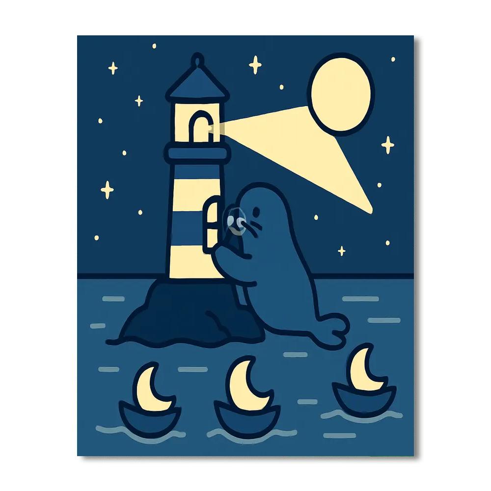 Lunar Lighthouse Seal Paint by numbers art