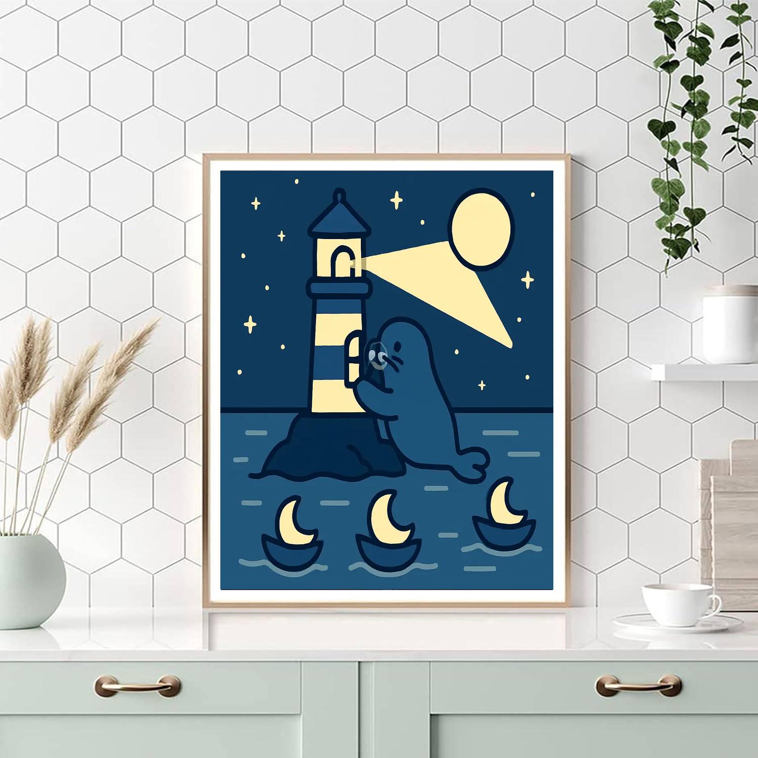 Lunar Lighthouse Seal Paint by numbers art