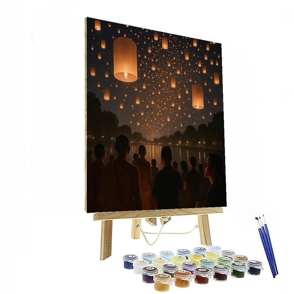 Yi Peng Lantern Release Night Number painting