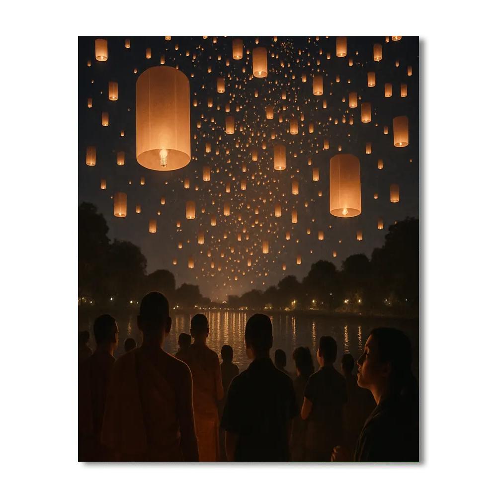 Yi Peng Lantern Release Night Number painting