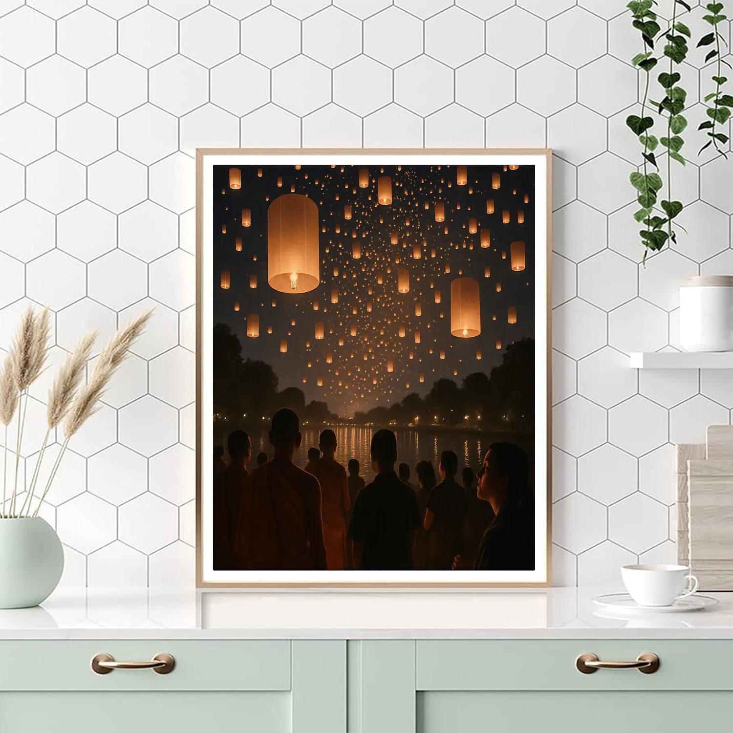 Yi Peng Lantern Release Night Number painting