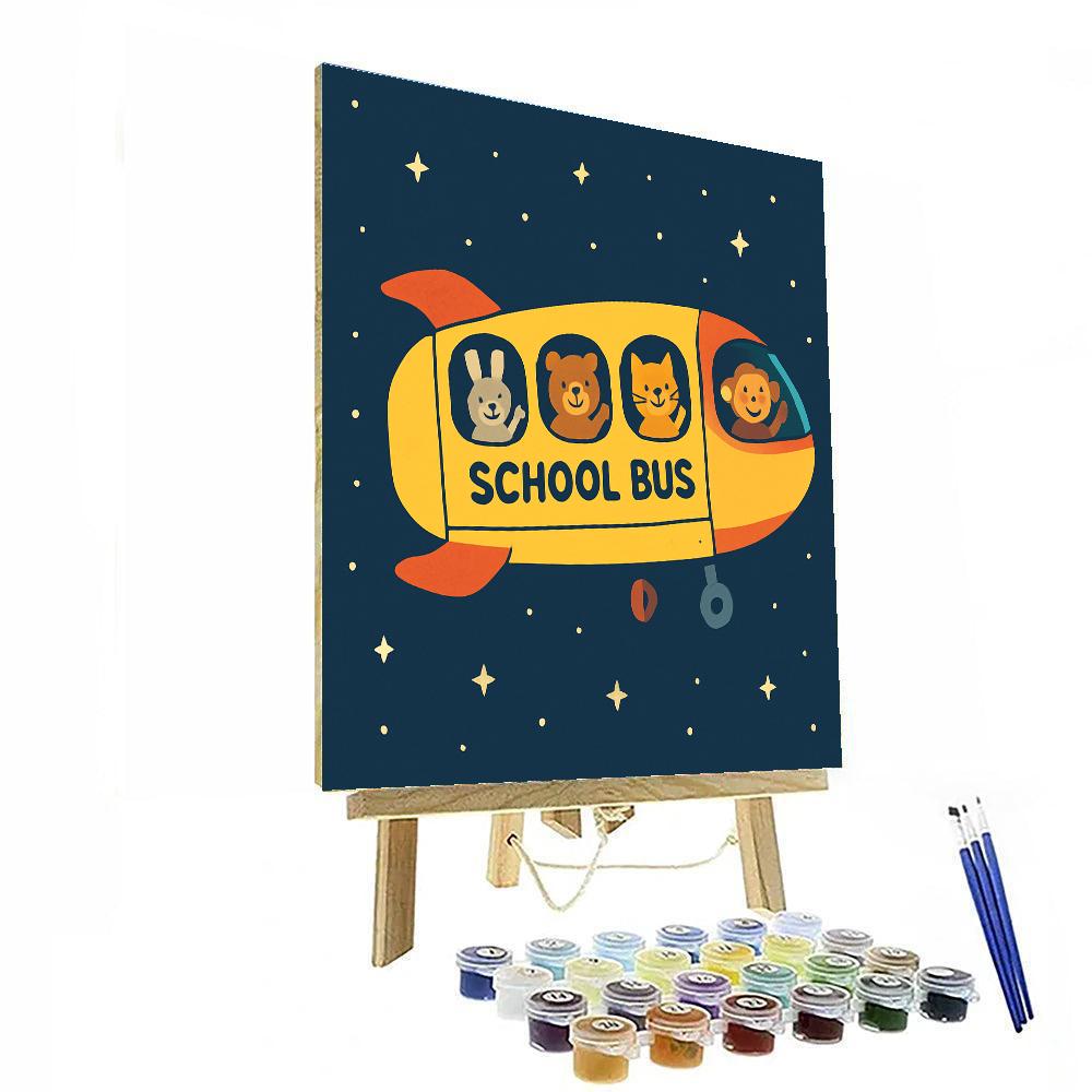 Rocket School Bus paint by number