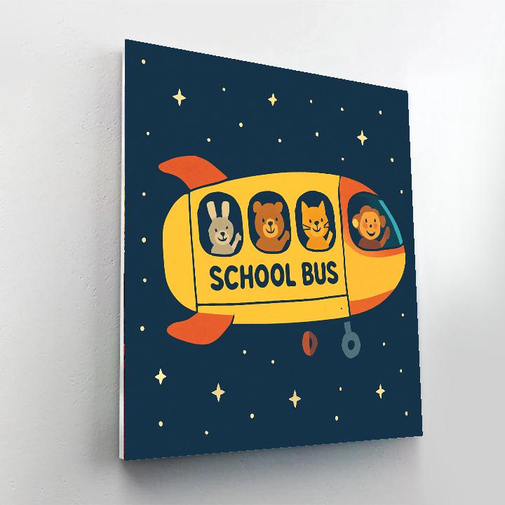 Rocket School Bus paint by number