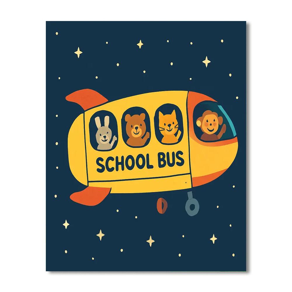 Rocket School Bus paint by number