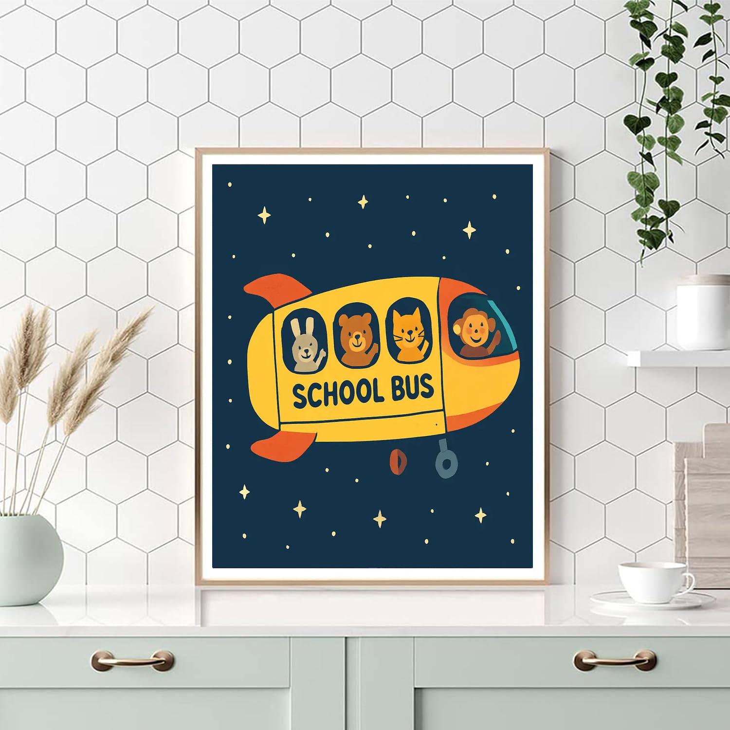 Rocket School Bus paint by number