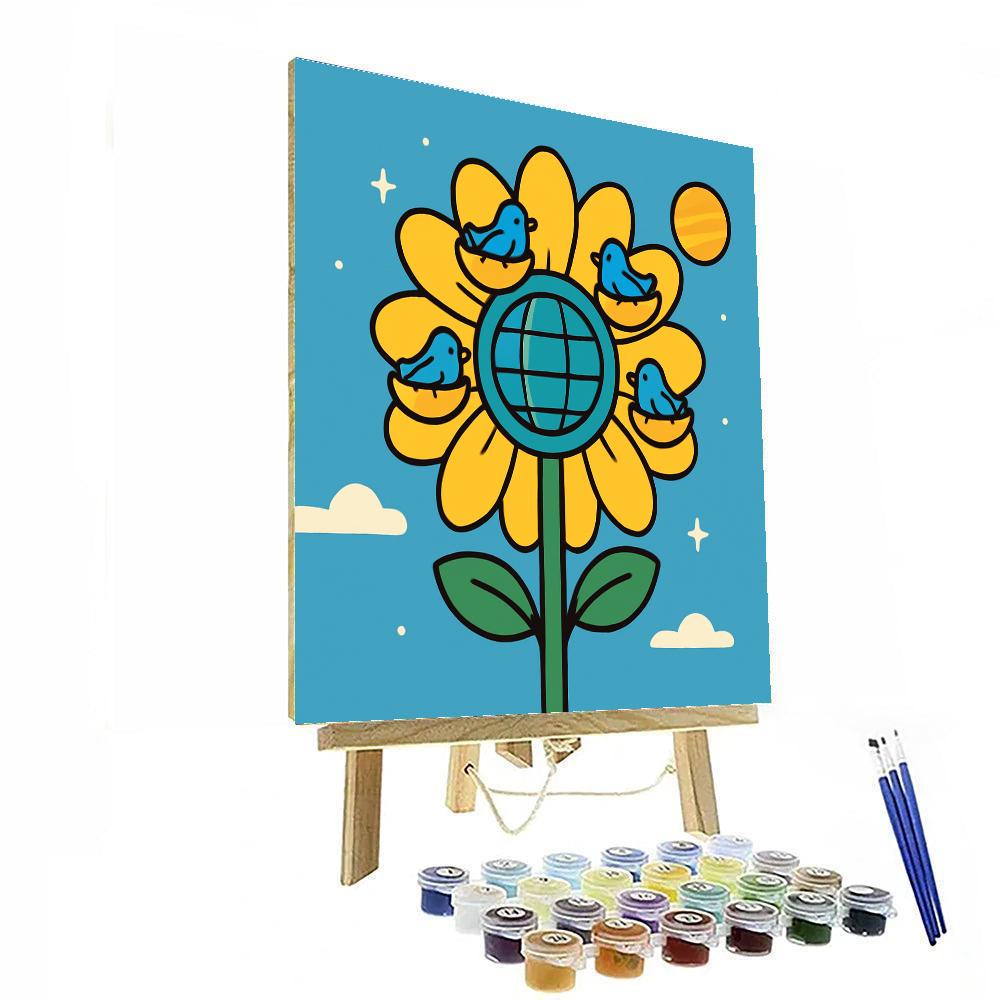 Sunflower Space Station paint by number