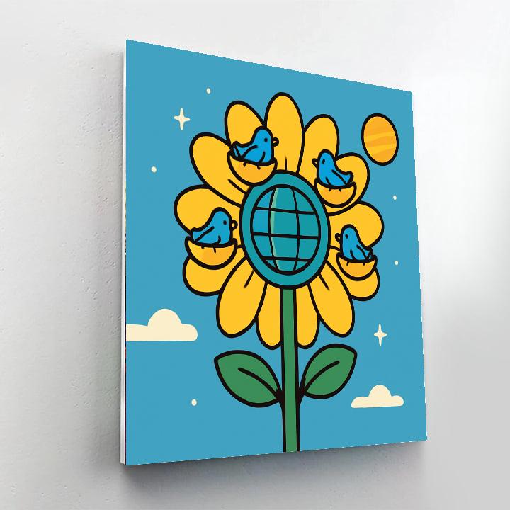 Sunflower Space Station paint by number