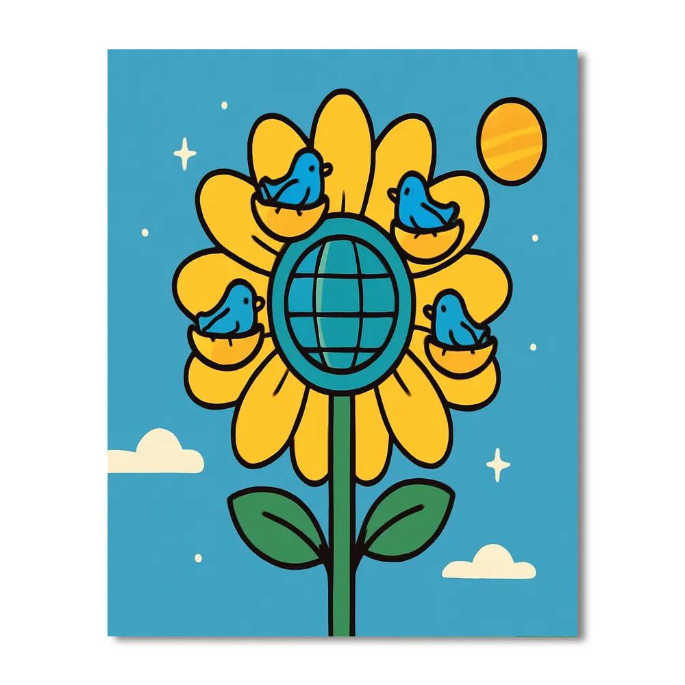 Sunflower Space Station paint by number