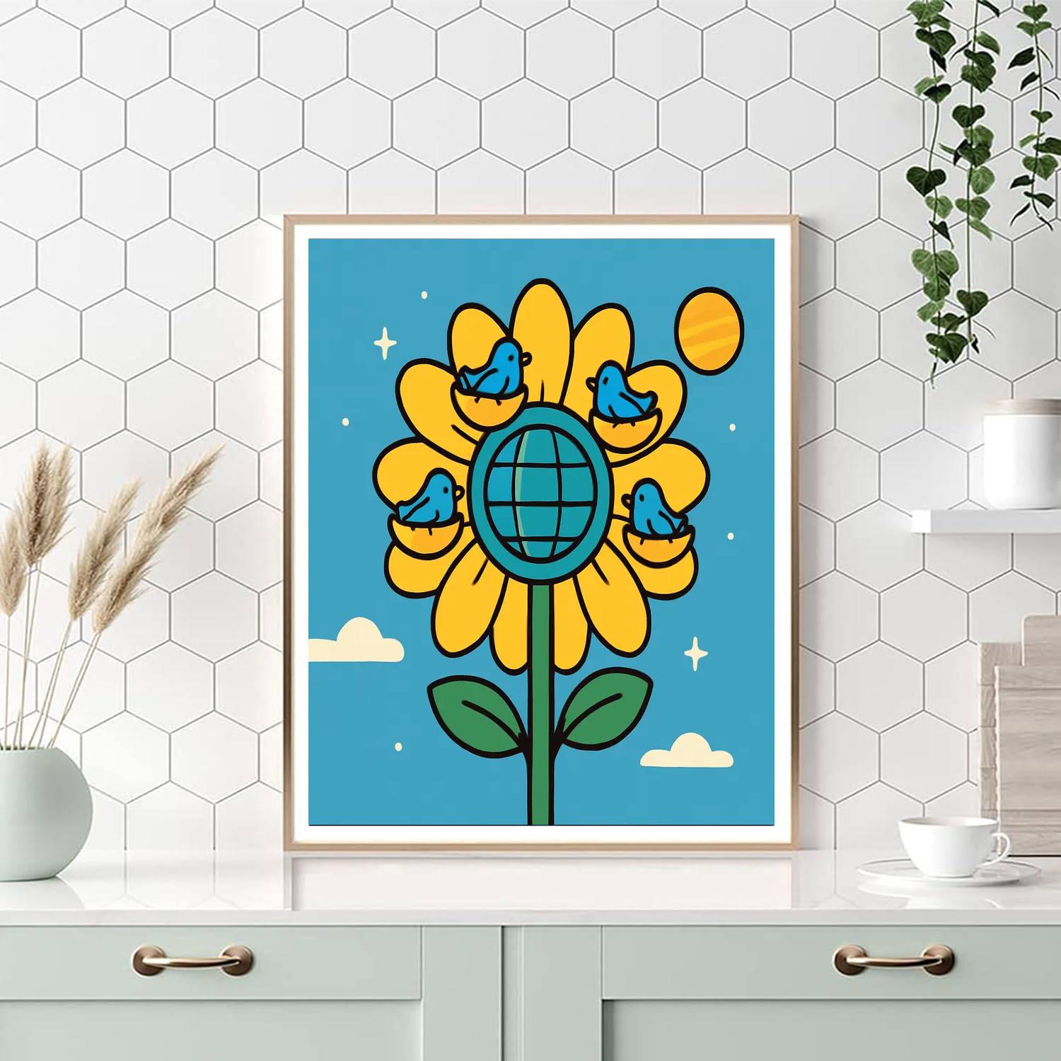 Sunflower Space Station paint by number