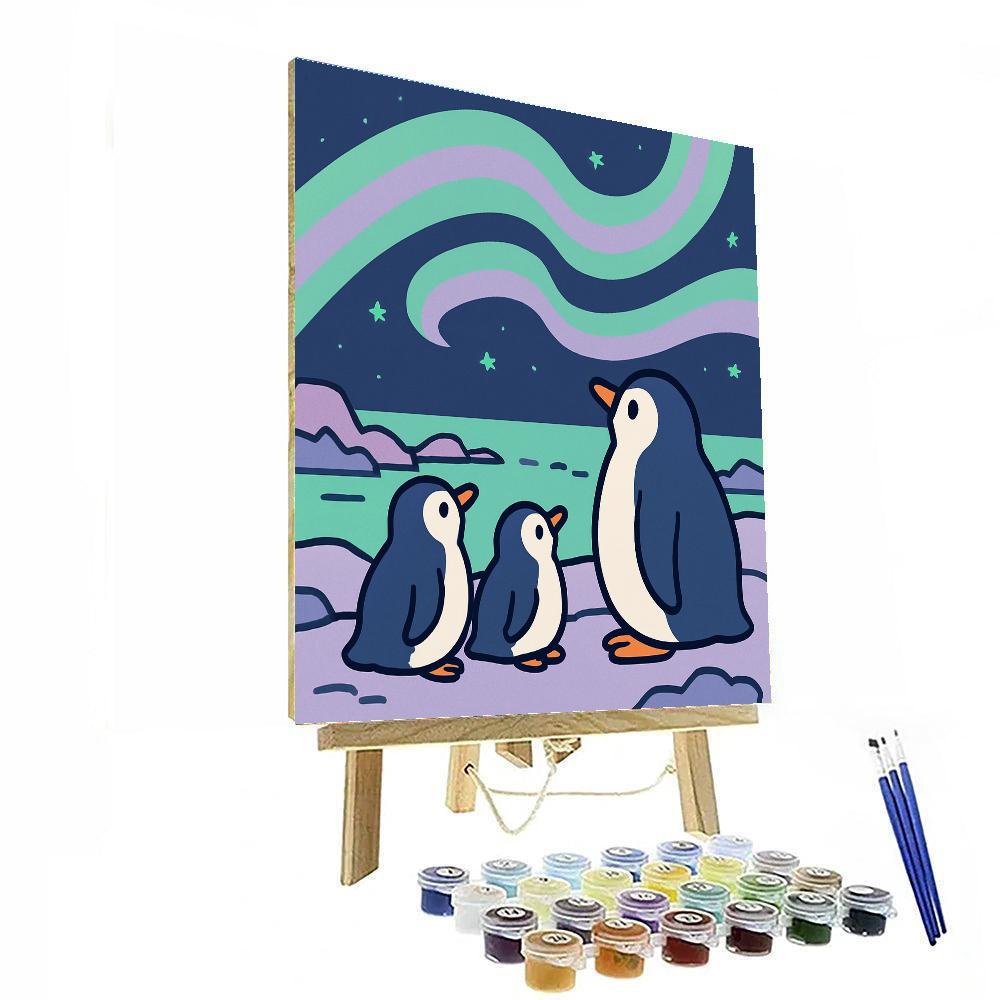 Polar Aurora Penguins Number painting