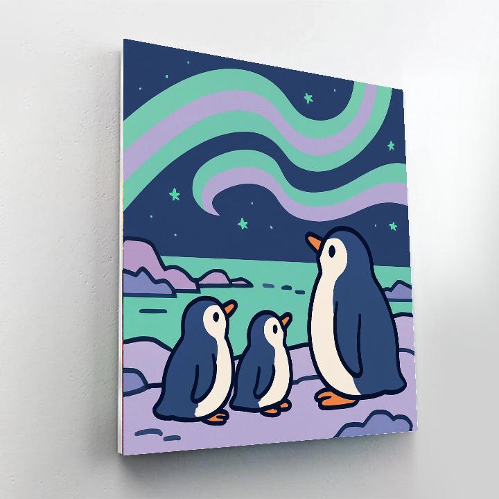 Polar Aurora Penguins Number painting