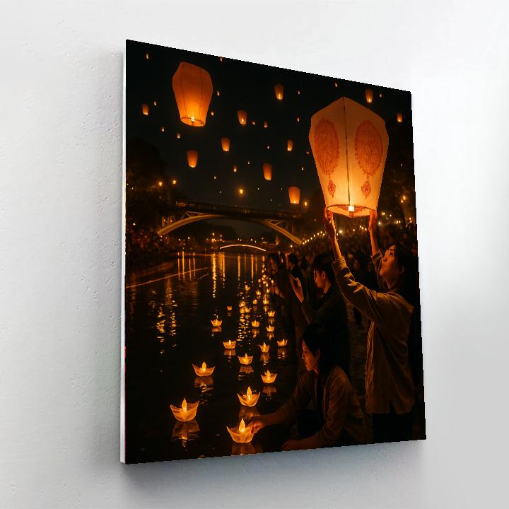Lantern Festival Riverside Taiwan paint by number
