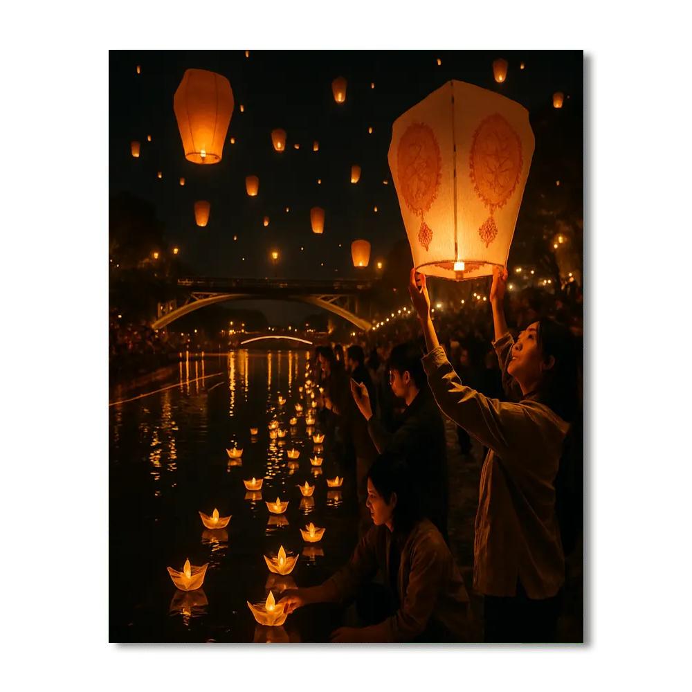 Lantern Festival Riverside Taiwan paint by number
