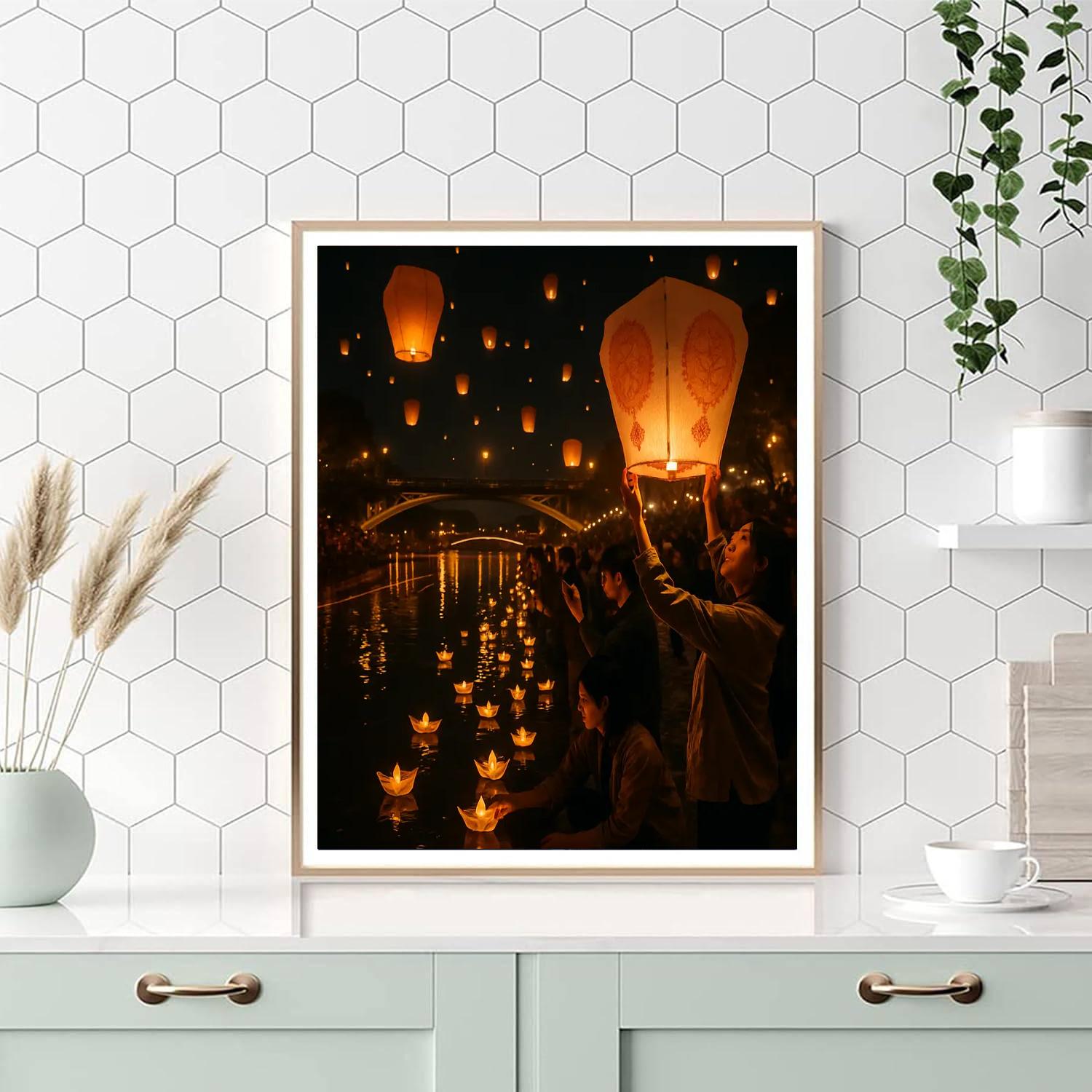 Lantern Festival Riverside Taiwan paint by number