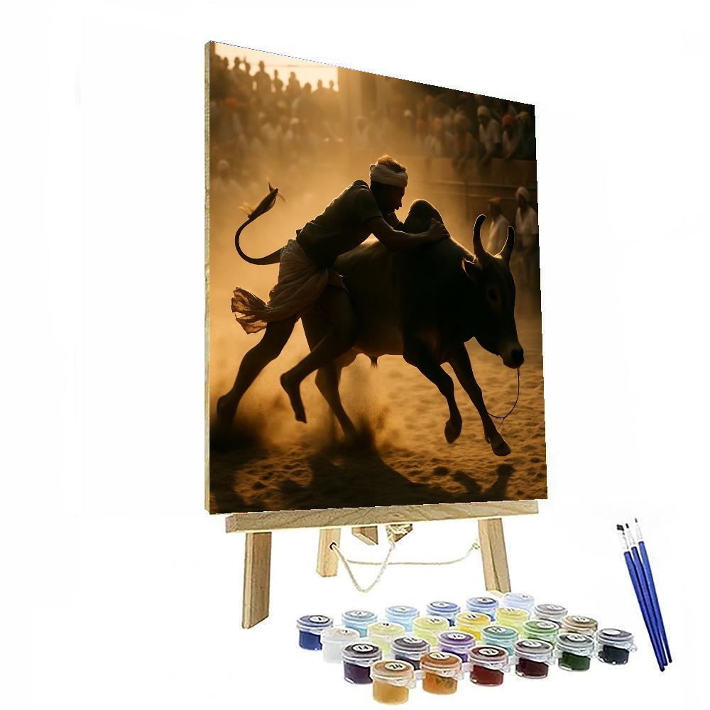 Jallikattu Bull Taming Arena paint by numbers