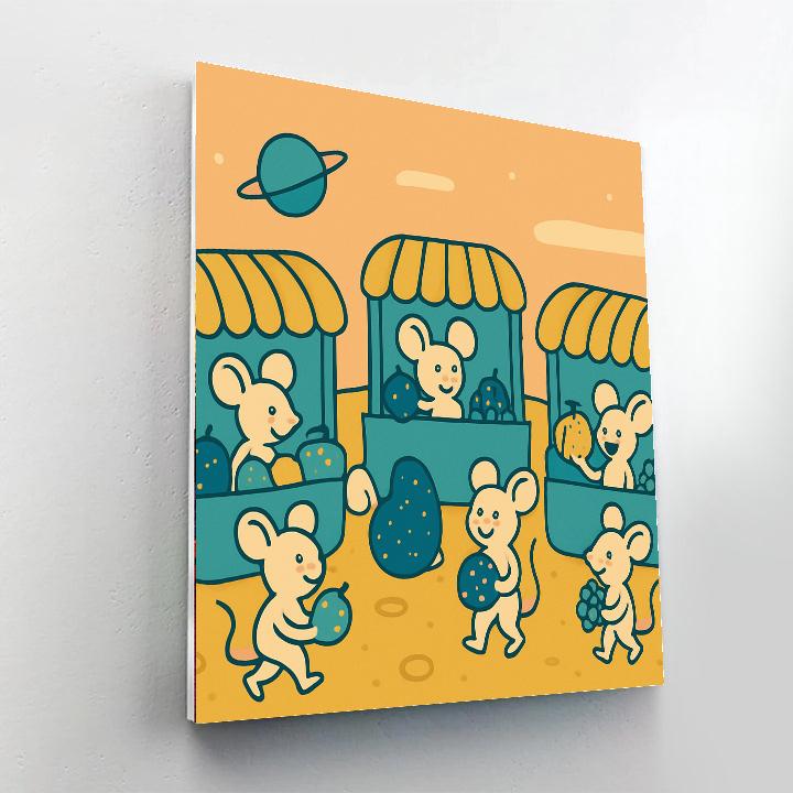Moon Market Mice Number painting